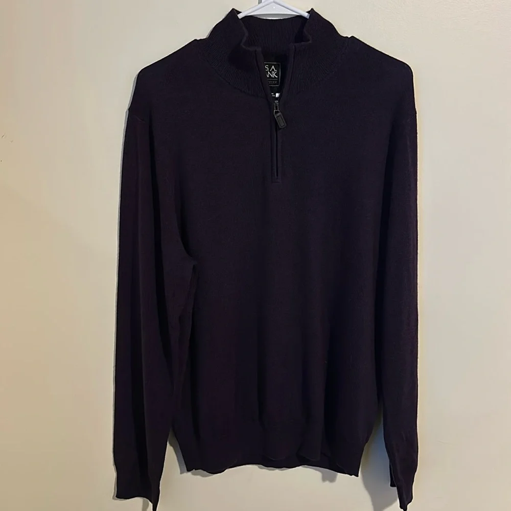 JOS A BANK Traveler Mens Merino Wool 1/4 Zip Cardigan Sweater 31608 Size L